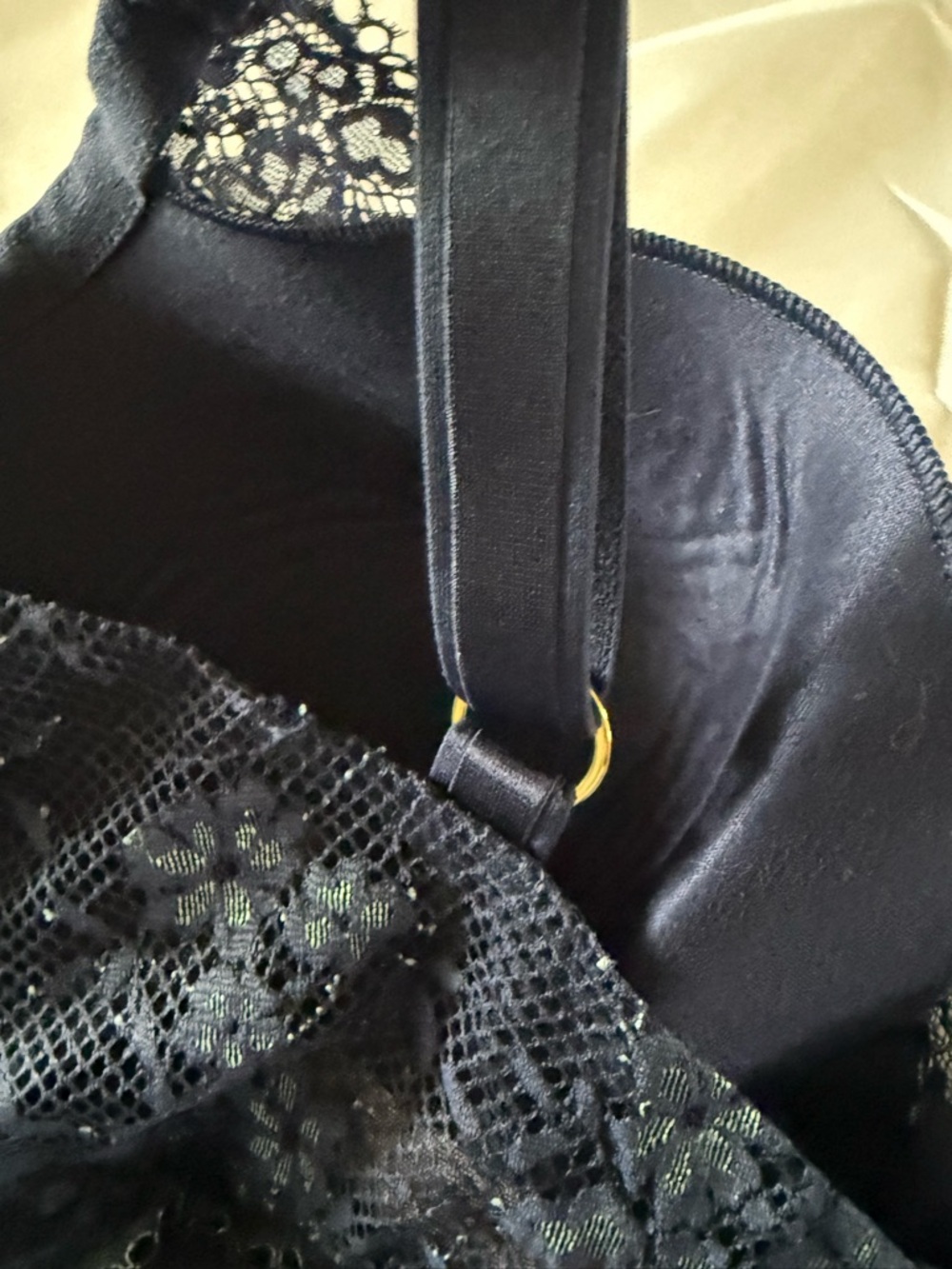 Victoria's Secret Navy Lace Plunge Underwire Bra with Gold Accent Size 44DD - Picture 8 of 12